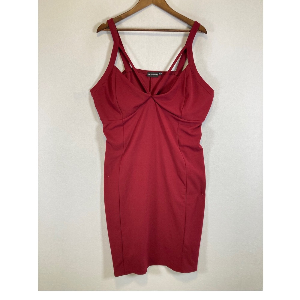 Sultry Bodycon PrettyLittleThing Women 24 Burgundy Multi-Strap Twist Front Dress